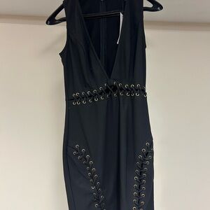Boohoo Black and Silver Embellished Bodycon Dress